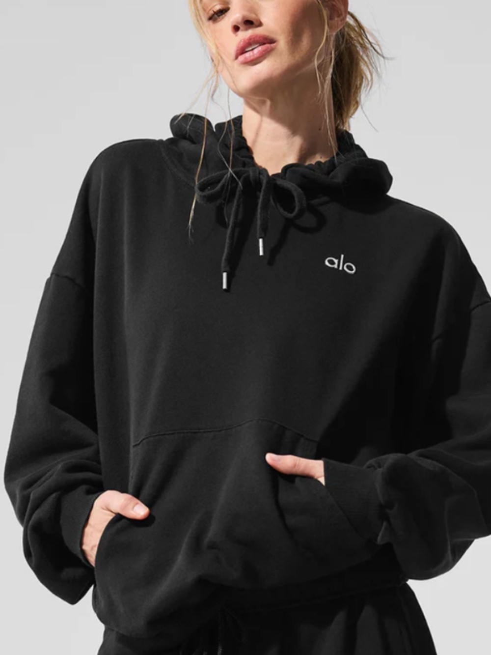 Alo Accolade Hoodie Sweatshirt - Black - Small - Picture 5 of 6